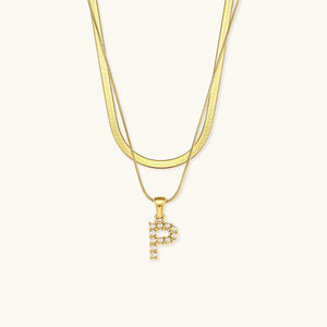 Layered Gold Initial Necklace with Freshwater Pearls – Waterproof and Hypoallergenic Gold Chain Jewelry for Women