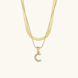 Layered Gold Initial Necklace with Freshwater Pearls – Waterproof and Hypoallergenic Gold Chain Jewelry for Women