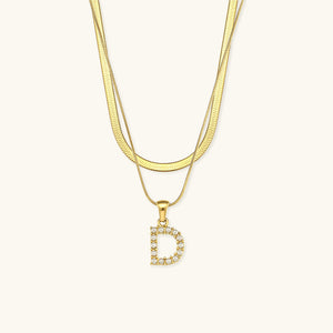 Layered Gold Initial Necklace with Freshwater Pearls – Waterproof and Hypoallergenic Gold Chain Jewelry for Women