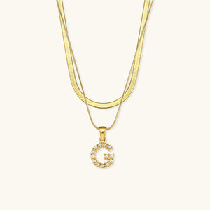 Layered Gold Initial Necklace with Freshwater Pearls – Waterproof and Hypoallergenic Gold Chain Jewelry for Women