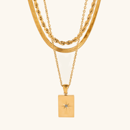 Layered Gold Necklace for Women - Triple Chain Design in Hypoallergenic Stainless Steel-Plated Jewelry
