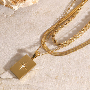 Layered Gold Necklace for Women - Triple Chain Design in Hypoallergenic Stainless Steel-Plated Jewelry