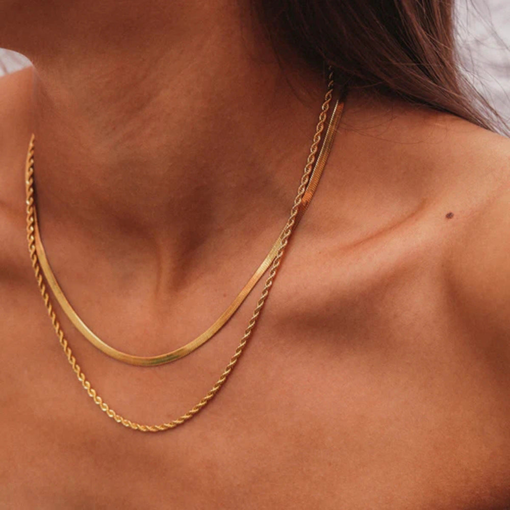 Layered Gold Necklace for Women – Hypoallergenic Gold Chain with Two Strands, Trendy and Stylish Accessory