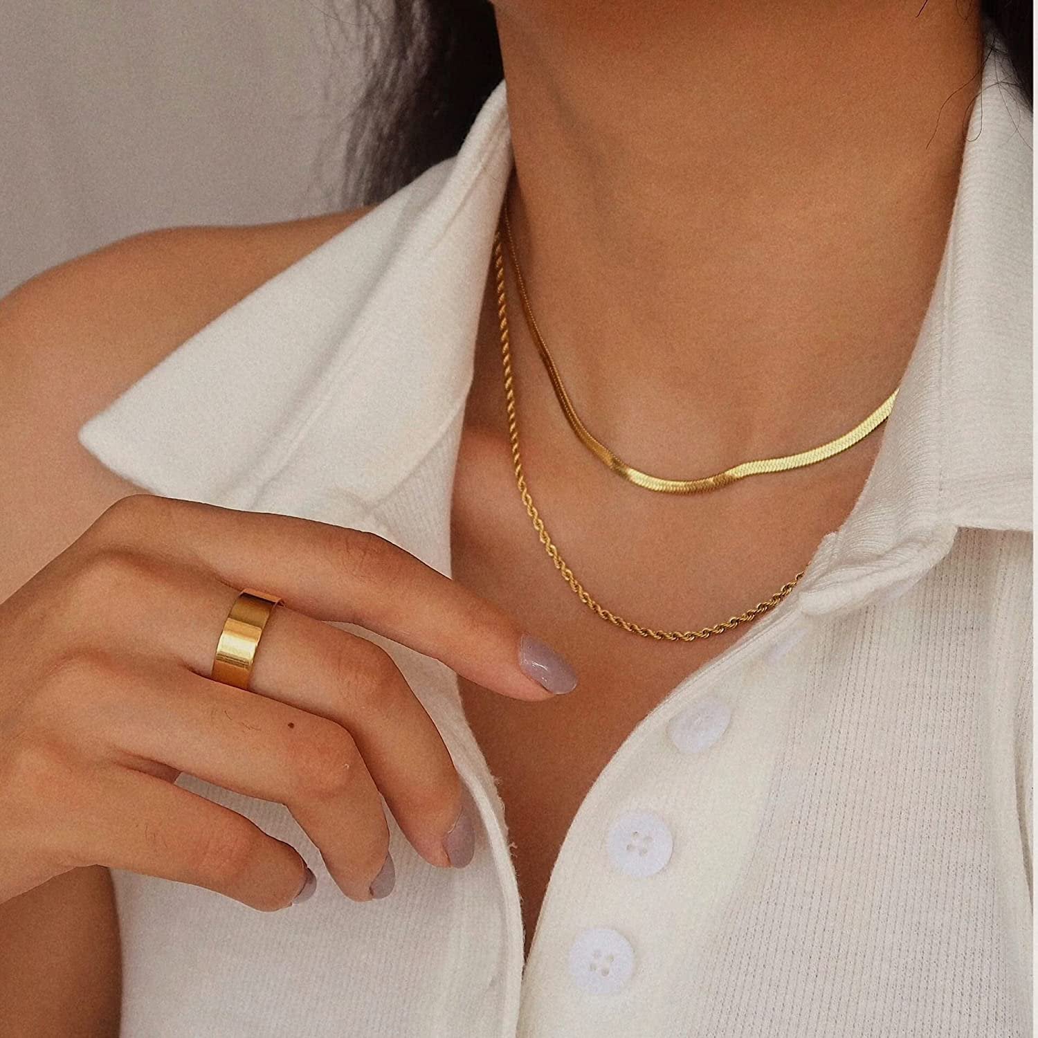Layered Gold Necklace for Women – Hypoallergenic Gold Chain with Two Strands, Trendy and Stylish Accessory