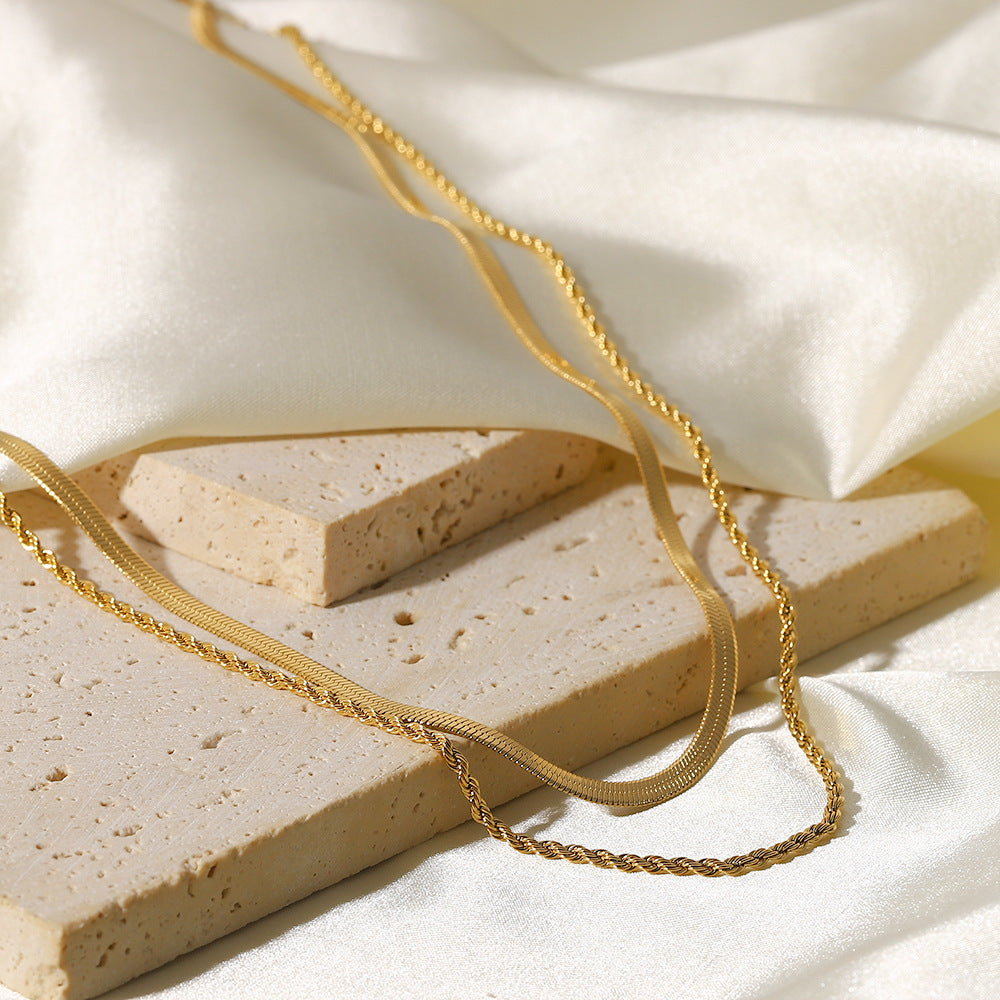 Layered Gold Necklace for Women – Hypoallergenic Gold Chain with Two Strands, Trendy and Stylish Accessory