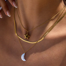 Load image into Gallery viewer, Layered Gold Necklace with Sun and Moon Charms, Waterproof Hypoallergenic Jewelry for Women

