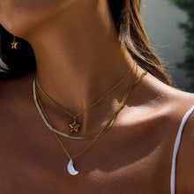 Load image into Gallery viewer, Layered Gold Necklace with Sun and Moon Charms, Waterproof Hypoallergenic Jewelry for Women
