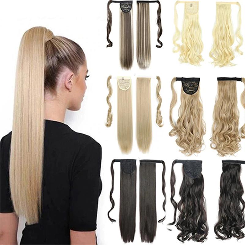 Long Straight Clip-In Ponytail Extension – 22 Inch High-Temperature Fiber for Volume and Length