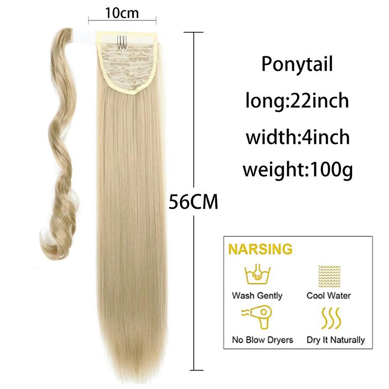 Long Straight Clip-In Ponytail Extension – 22 Inch High-Temperature Fiber for Volume and Length