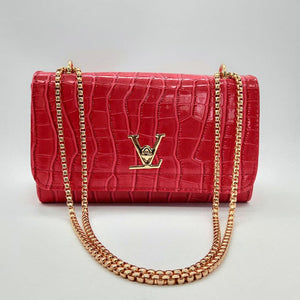Alligator Pattern Leather Chain Bag