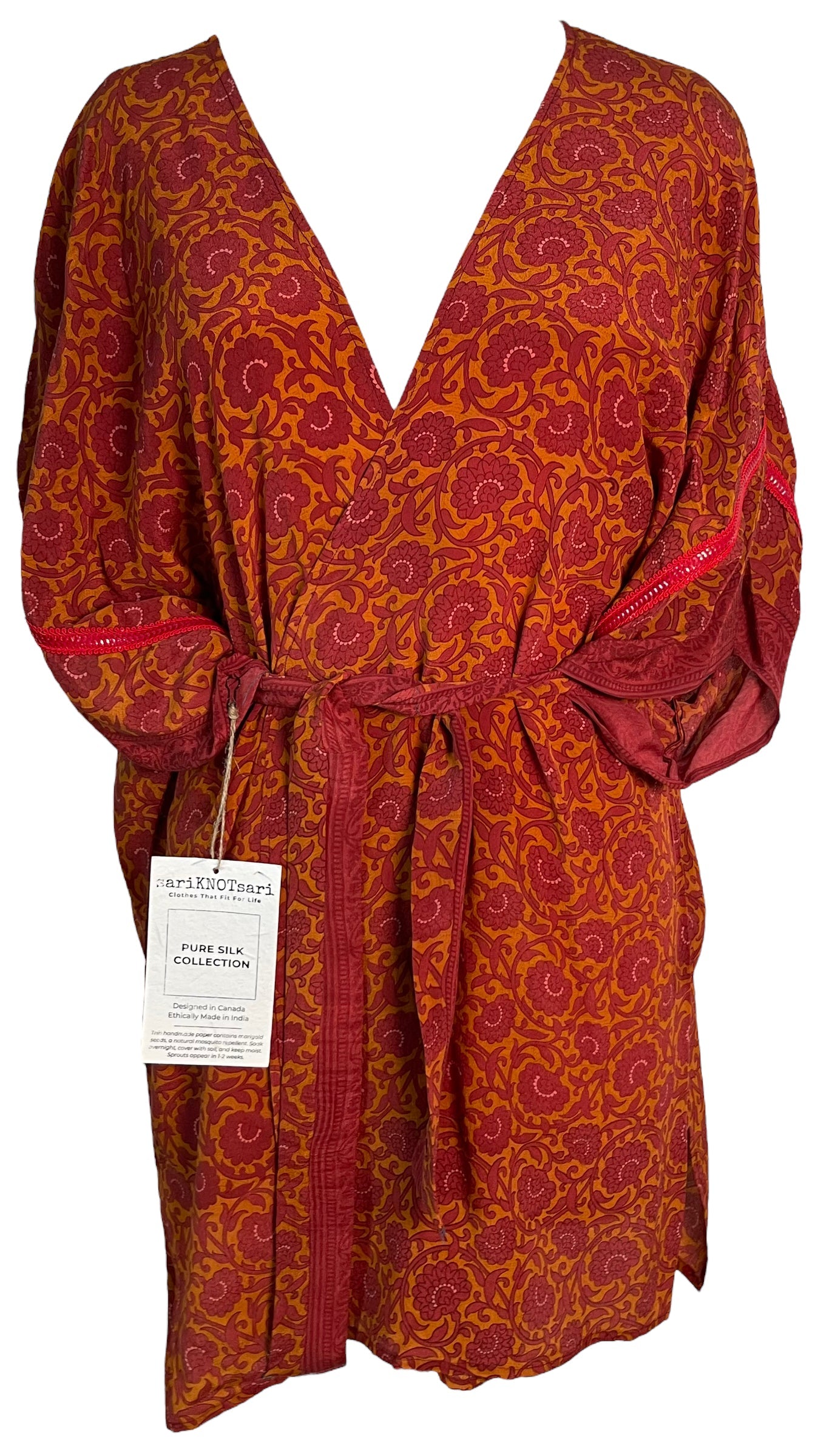 FINAL SALE PRC6075 Avatar Pure Silk Kimono-Sleeved Jacket with Belt