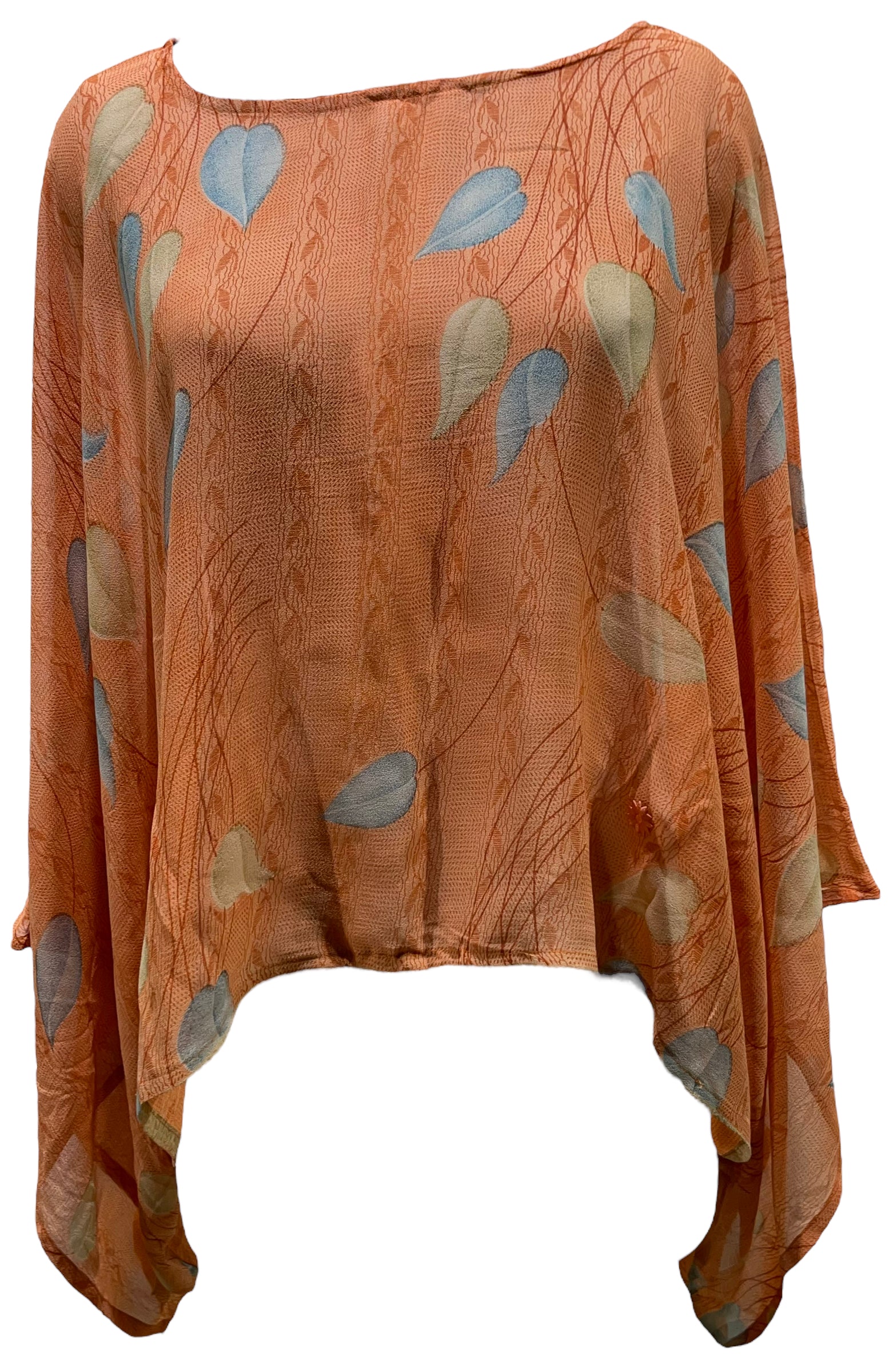 FINAL SALE PRG4949  Sheer Avatar Pure Silk Kimono-Sleeved Top