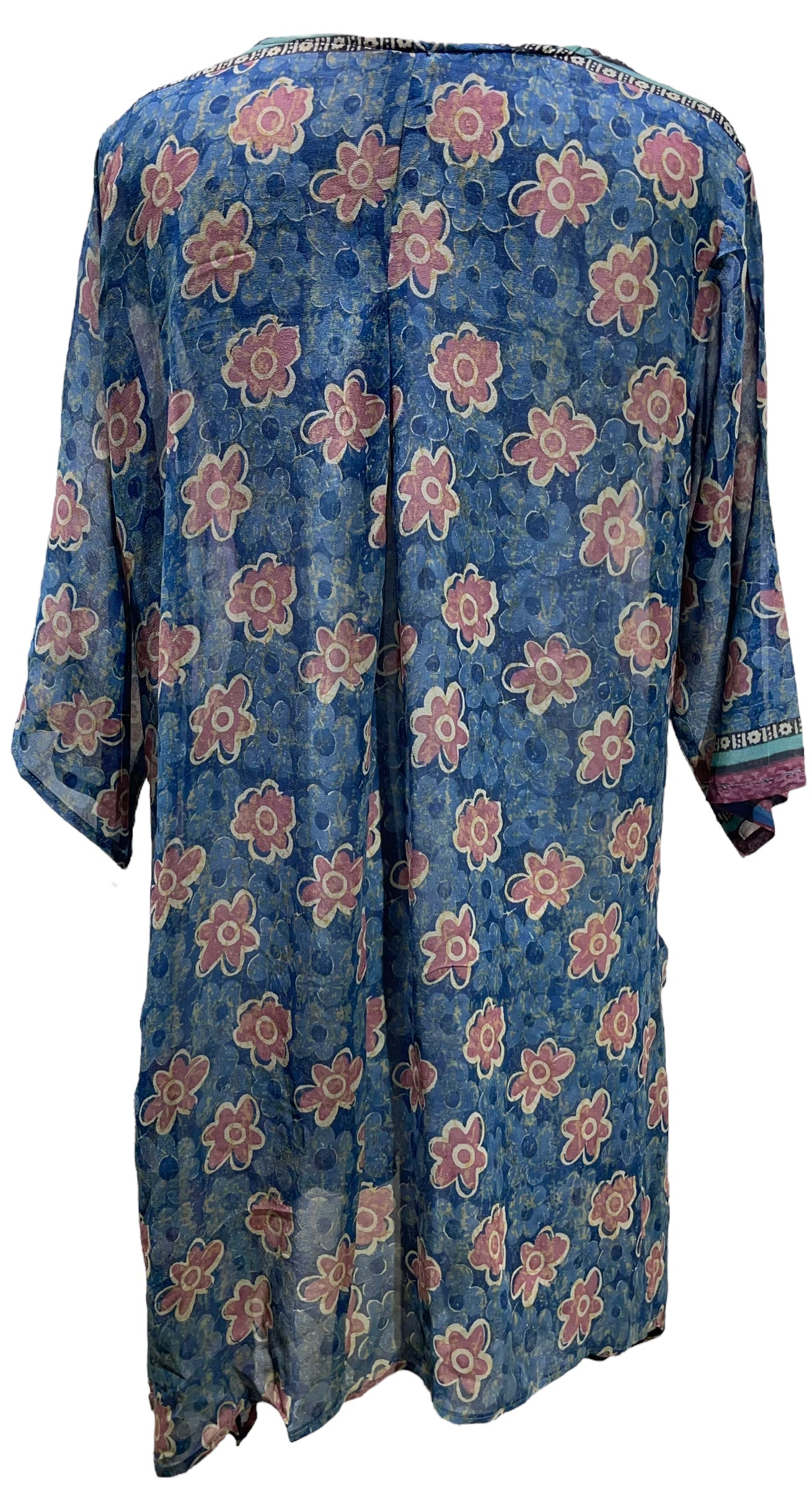 FINAL SALE PRG5508 Sheer Avatar Pure Silk Self Pocket Tunic Dress