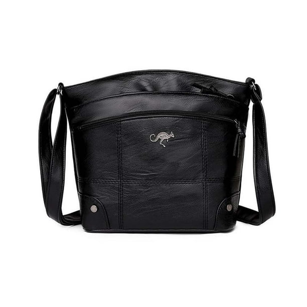 Women's Handbag Black Small PU Leather Stylish Compact Purses for Women