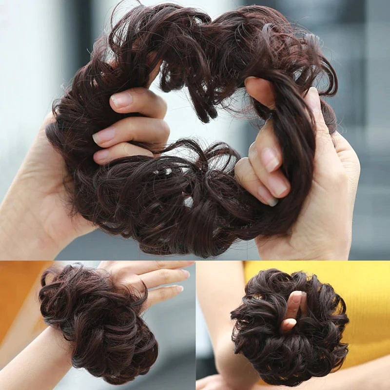 Messy Curly Hair Bun Extensions – Effortless Scrunchie Hair Accessory for Quick Styling, Soft High-Temperature Fiber