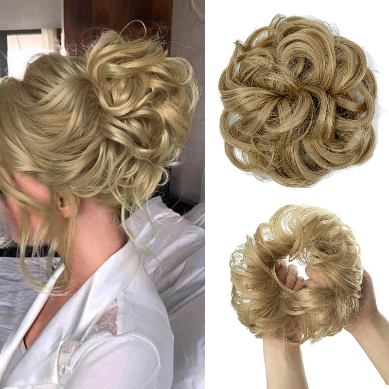 Messy Curly Hair Bun Extensions – Elastic Scrunchy for Instant Volume and Style