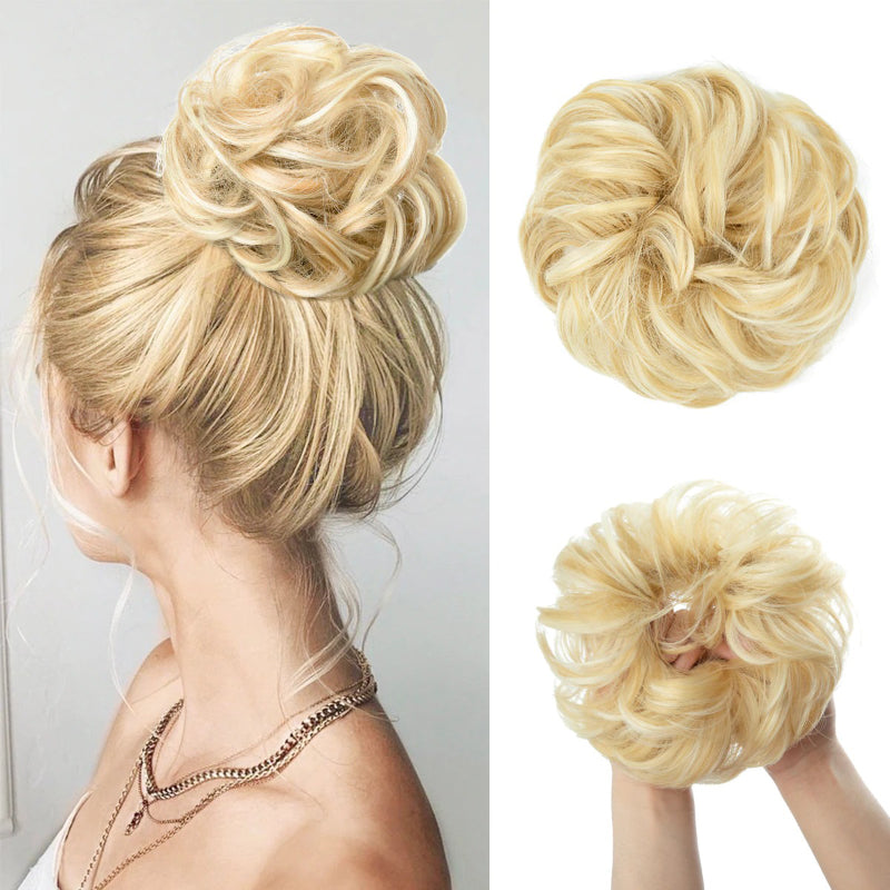 Messy Curly Hair Bun Extensions – Elastic Scrunchy for Instant Volume and Style