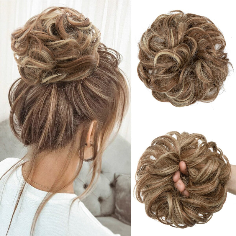Messy Curly Hair Bun Extensions – Elastic Scrunchy for Instant Volume and Style