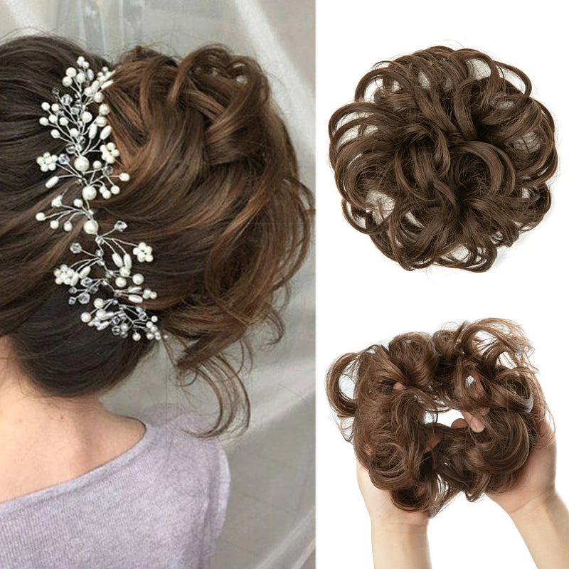 Messy Curly Hair Bun Extensions – Elastic Scrunchy for Instant Volume and Style