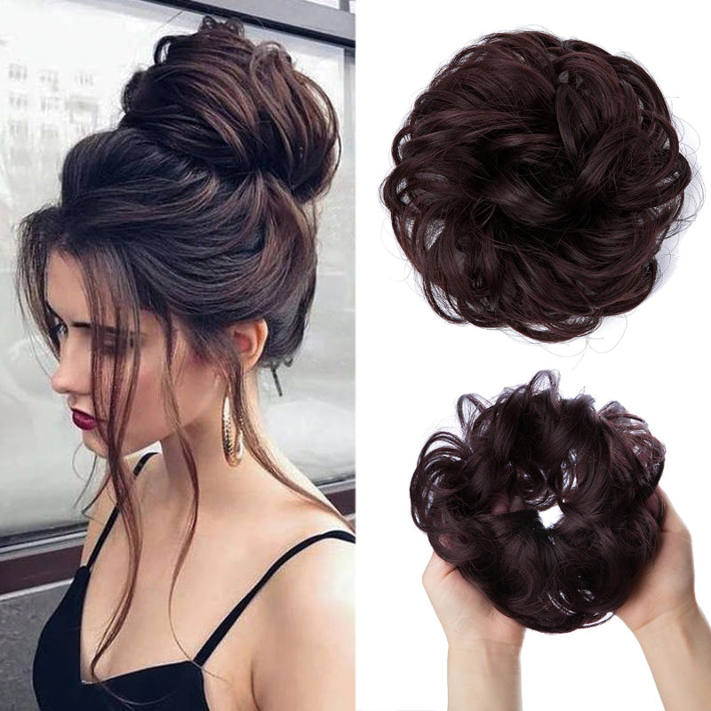 Messy Curly Hair Bun Extensions – Elastic Scrunchy for Instant Volume and Style