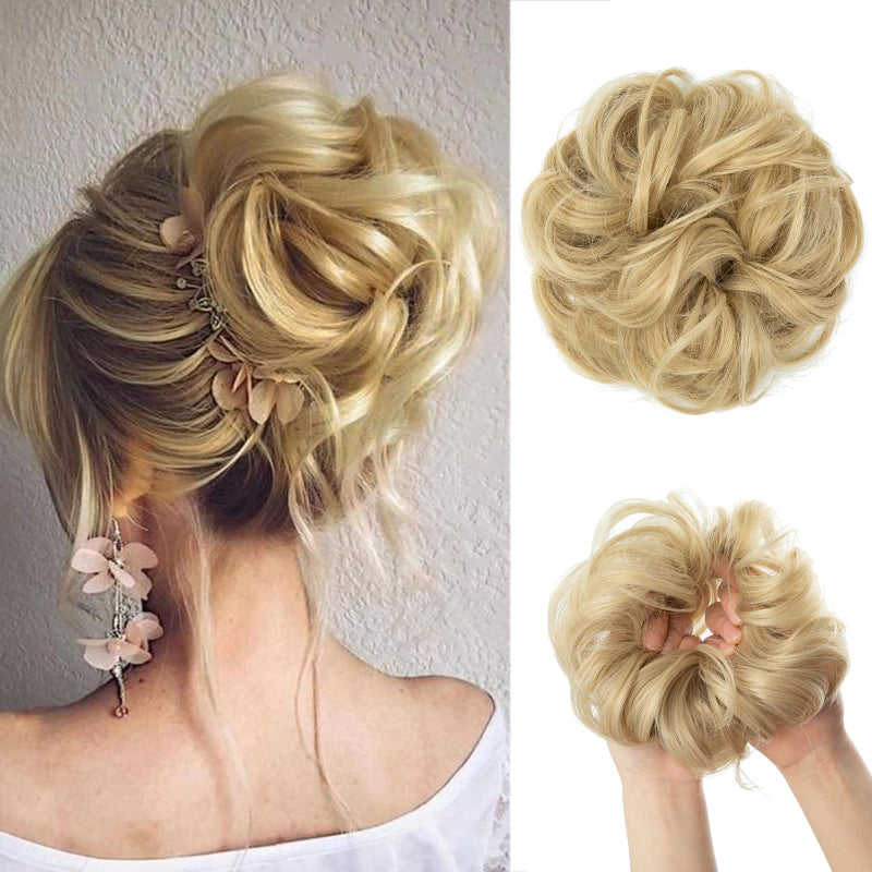 Messy Curly Hair Bun Extensions – Elastic Scrunchy for Instant Volume and Style
