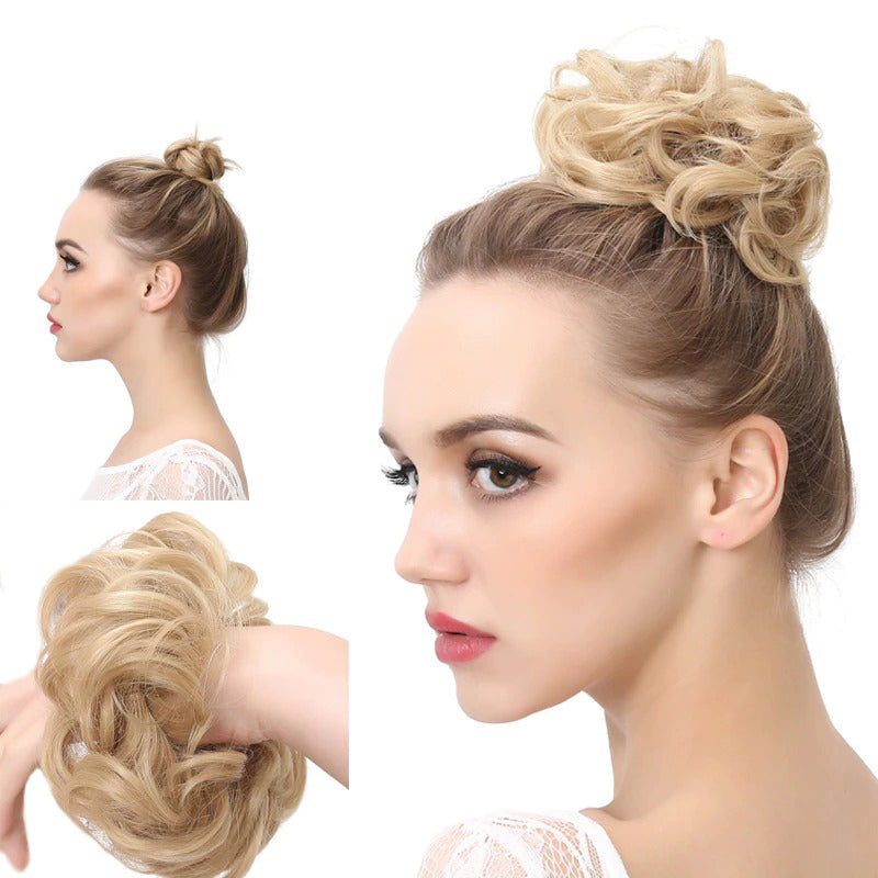 Messy Curly Hair Bun Extensions – Elastic Scrunchy for Instant Volume and Style