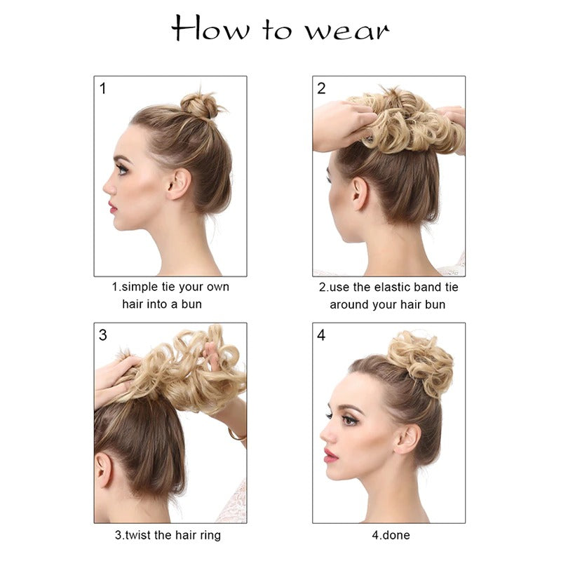 Messy Curly Hair Bun Extensions – Elastic Scrunchy for Instant Volume and Style