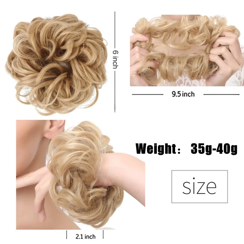 Messy Curly Hair Bun Extensions – Elastic Scrunchy for Instant Volume and Style
