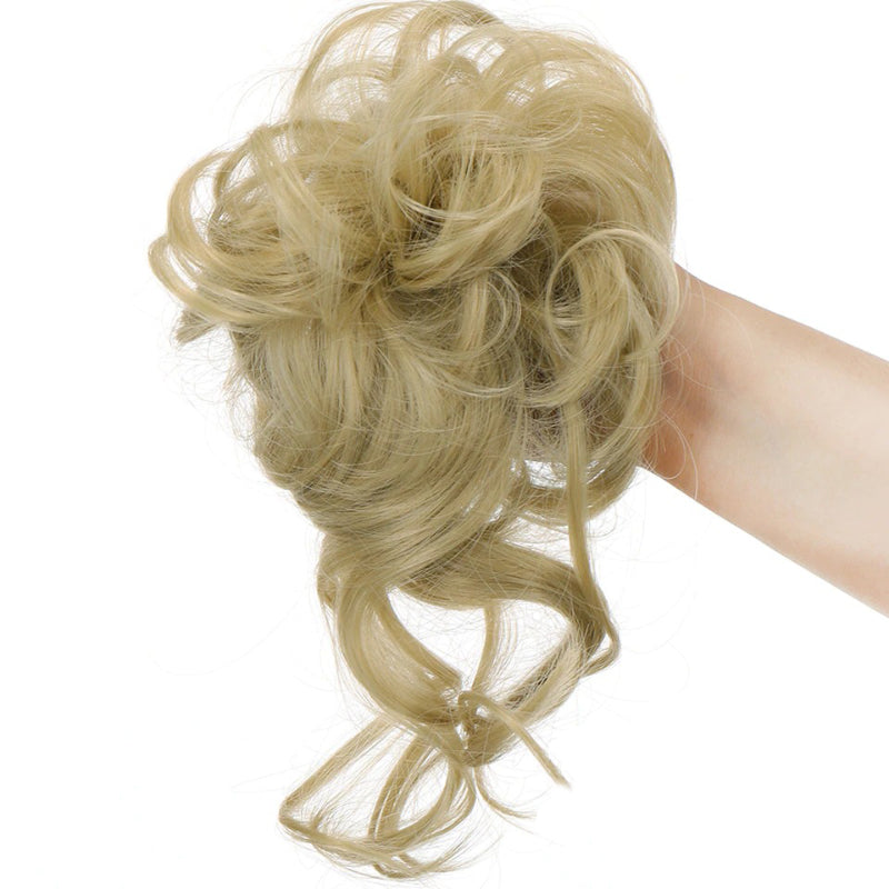 Messy Curly Hair Bun Scrunchie Extensions – Blonde Volume Hair Accessory