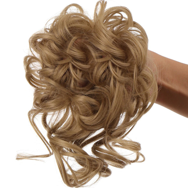 Messy Curly Hair Bun Scrunchie Extensions – Blonde Volume Hair Accessory