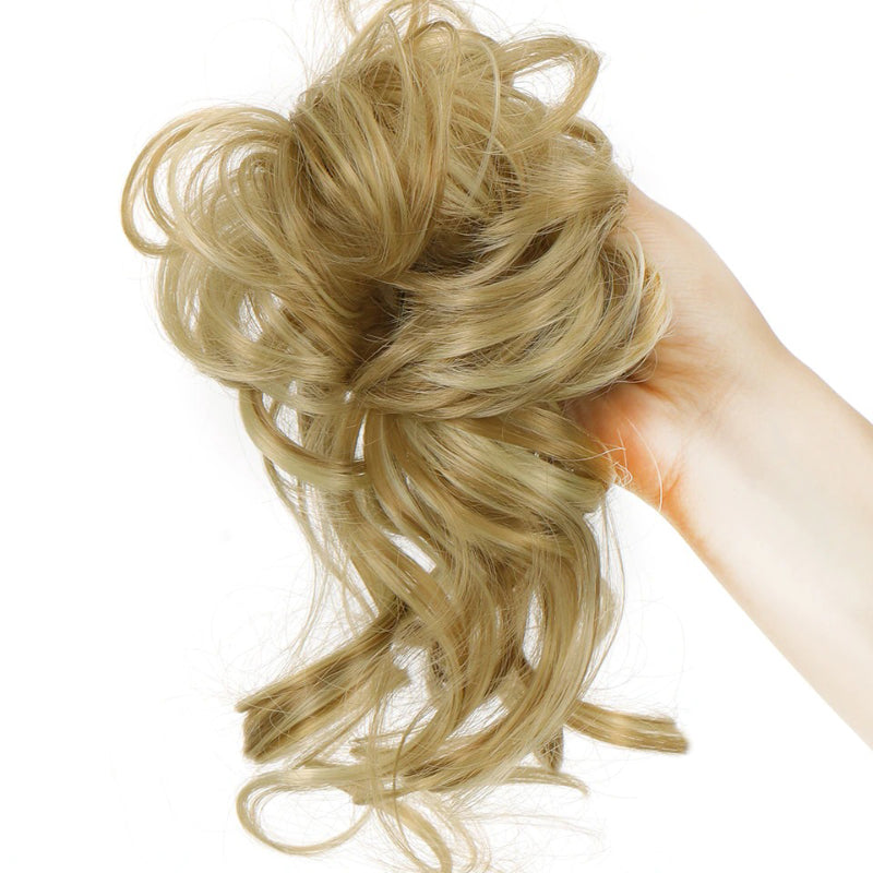 Messy Curly Hair Bun Scrunchie Extensions – Blonde Volume Hair Accessory