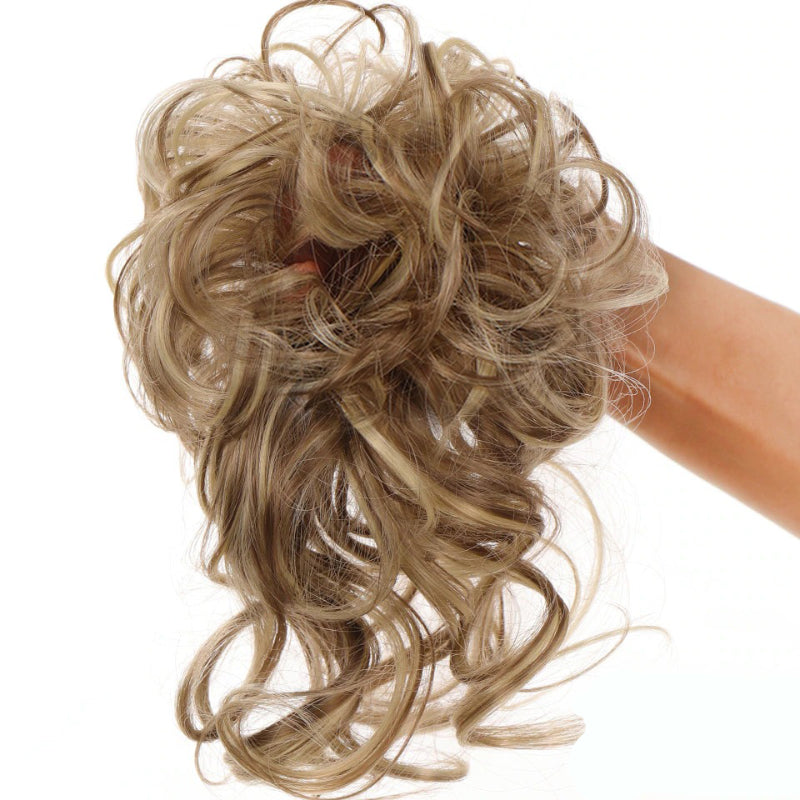Messy Curly Hair Bun Scrunchie Extensions – Blonde Volume Hair Accessory