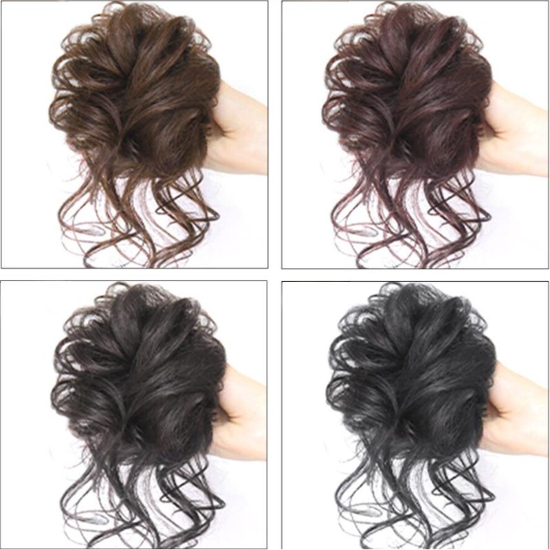 Messy Curly Hair Bun Scrunchie Extensions – Blonde Volume Hair Accessory