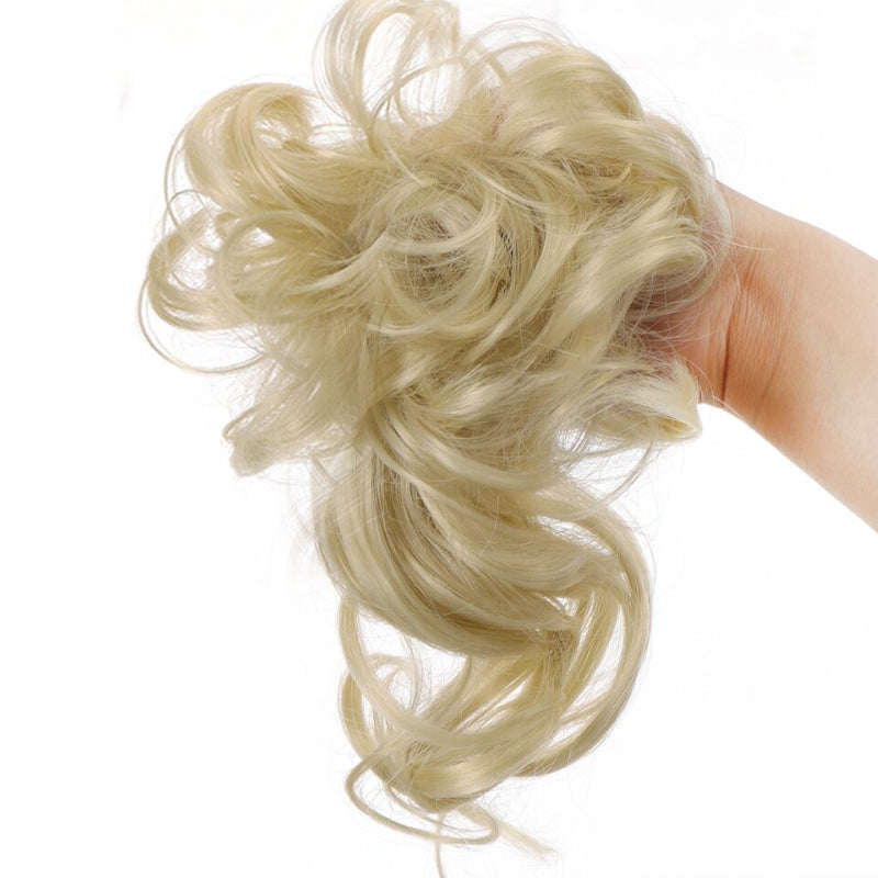 Messy Curly Hair Bun Scrunchie Extensions – Blonde Volume Hair Accessory
