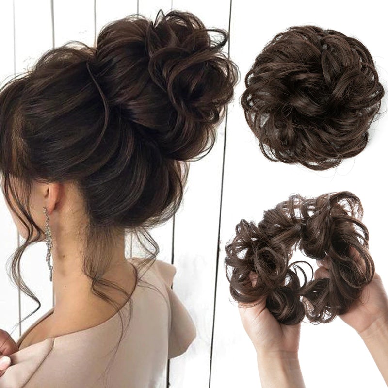 Messy Curly Hair Bun Scrunchy Extensions – Quick and Easy Updo Accessory