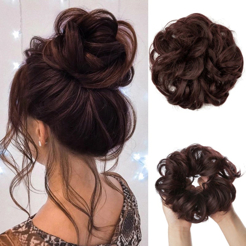 Messy Curly Hair Bun Scrunchy Extensions – Quick and Easy Updo Accessory