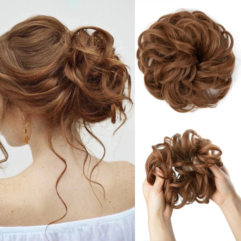 Messy Curly Hair Bun Scrunchy Extensions – Quick and Easy Updo Accessory