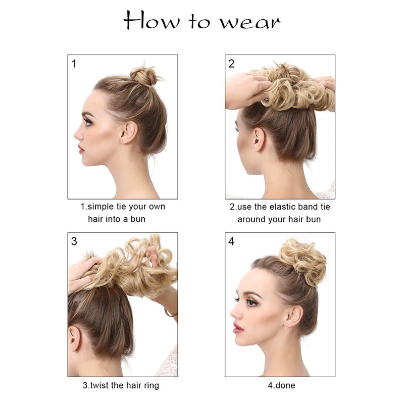 Messy Curly Hair Bun Scrunchy Extensions – Quick and Easy Updo Accessory
