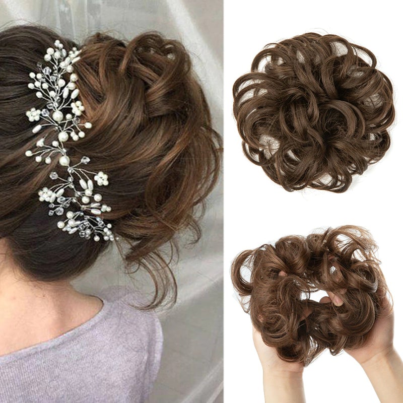 Messy Curly Hair Bun Scrunchy Extensions – Quick and Easy Updo Accessory
