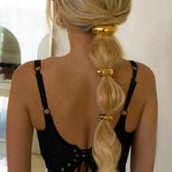 Mini Dome Ponytail Cuff with Gold Wedge Design – Hypoallergenic Hair Accessory
