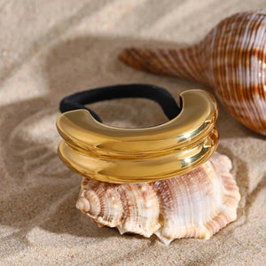 Mini Double Arch Cuff Bracelet for Women – Hypoallergenic 18k Gold-Plated Stainless Steel, Waterproof and Stylish