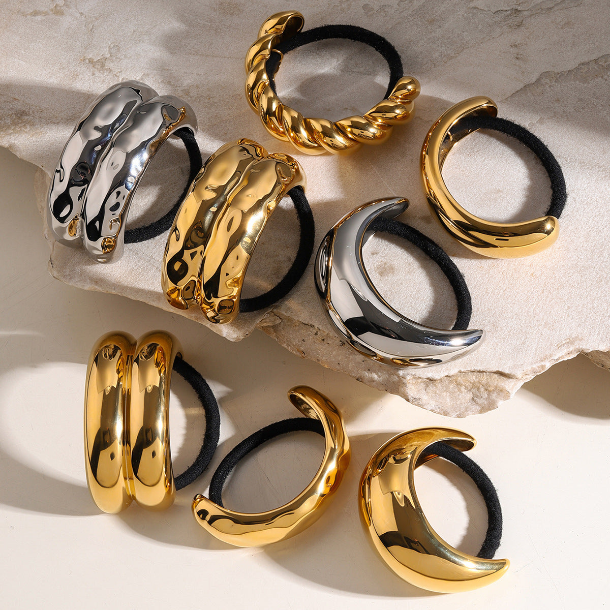 Mini Double Arch Cuff Bracelet for Women – Hypoallergenic 18k Gold-Plated Stainless Steel, Waterproof and Stylish