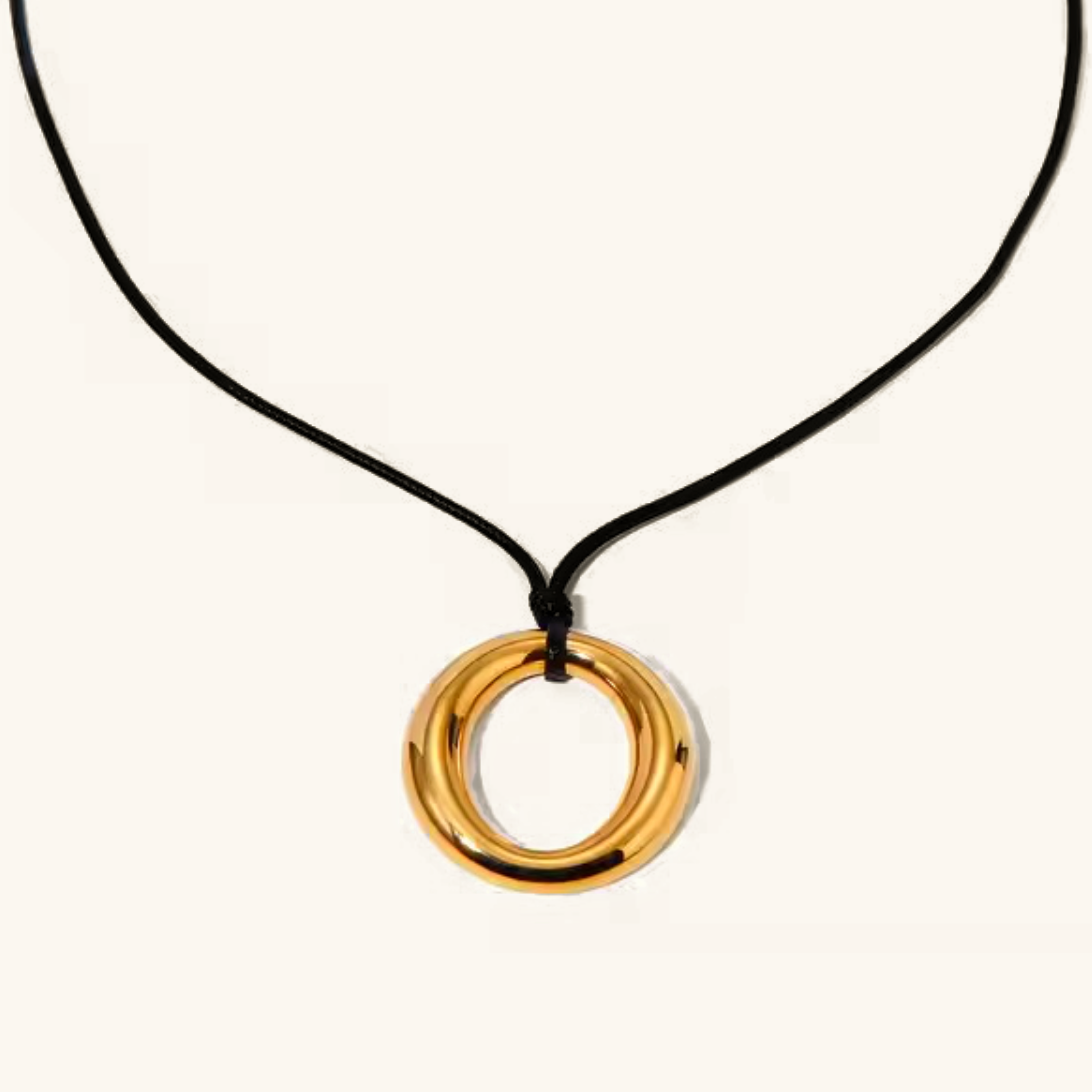 Minimalist Gold Necklace with Ring Pendant – Hypoallergenic Stainless Steel, Waterproof Design, 19 Inches