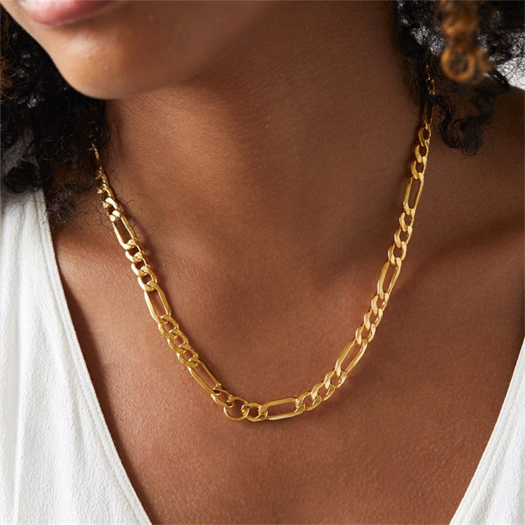 Modern Gold Chain Necklace with Adjustable Lengths – Hypoallergenic Stainless Steel-Plated 14k Gold