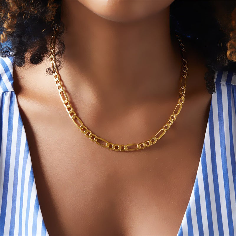Modern Gold Chain Necklace with Adjustable Lengths – Hypoallergenic Stainless Steel-Plated 14k Gold
