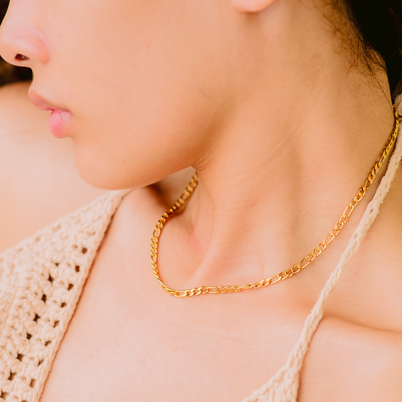 Modern Gold Chain Necklace with Adjustable Lengths – Hypoallergenic Stainless Steel-Plated 14k Gold