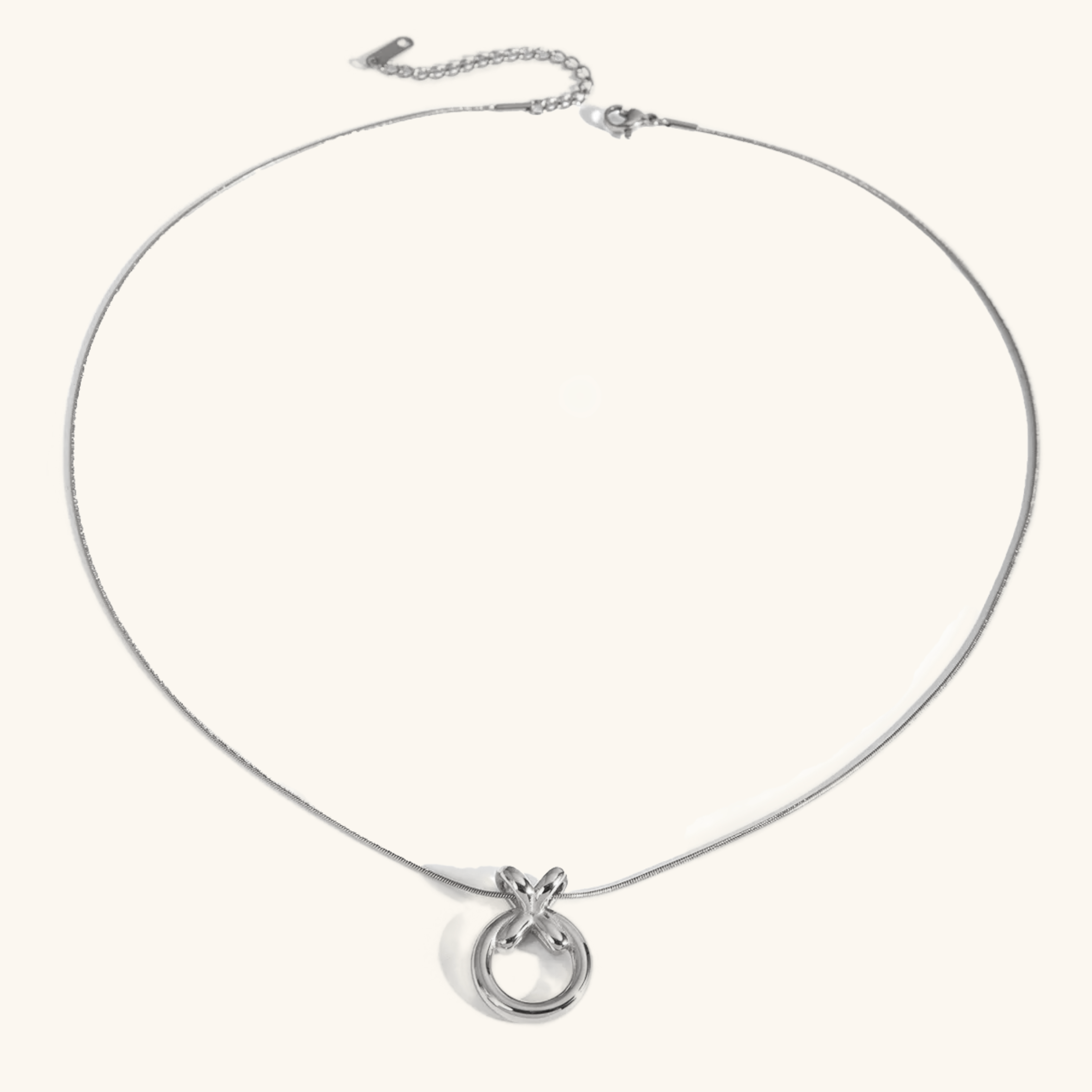 Modern Gold Necklace with Hoop Pendant – Hypoallergenic Stainless Steel, 20-Inch Length, Adjustable Fit