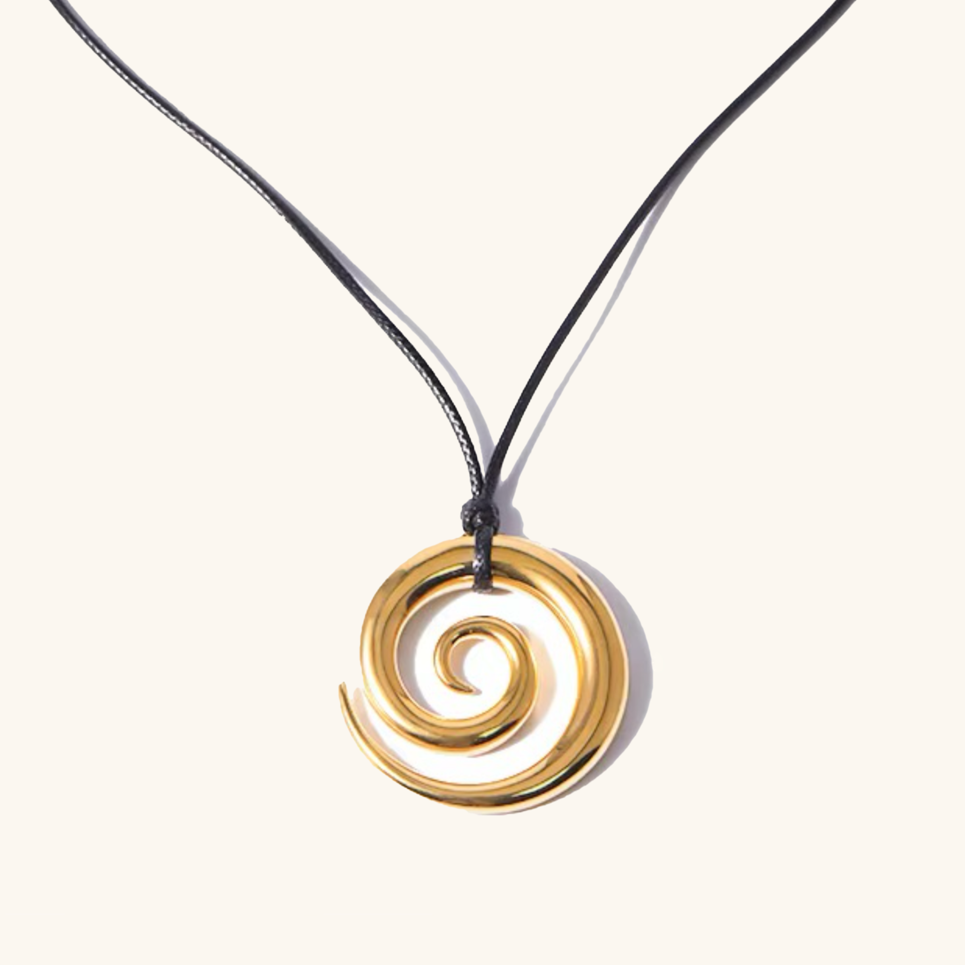 Modern Gold Spiral Pendant Necklace – Hypoallergenic Stainless Steel, 23 Inches, Lightweight and Durable