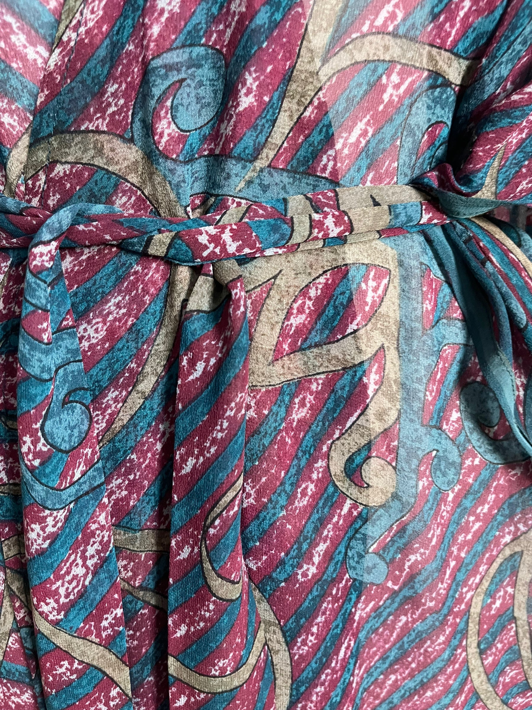 FINAL SALE PRG5837 Sheer Avatar Long Pure Silk Kimono Sleeved Duster with Belt