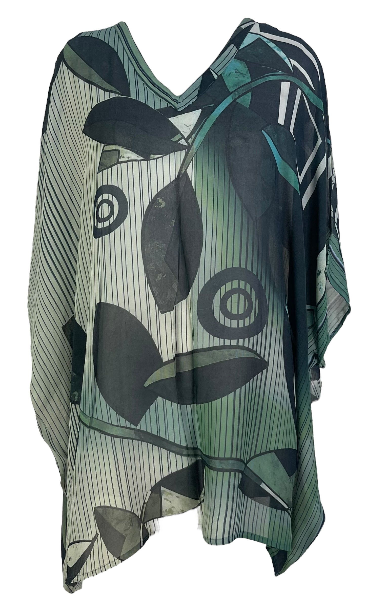 PRG7132 Sheer Avatar Pure Silk Short Kaftan Tunic without Slits